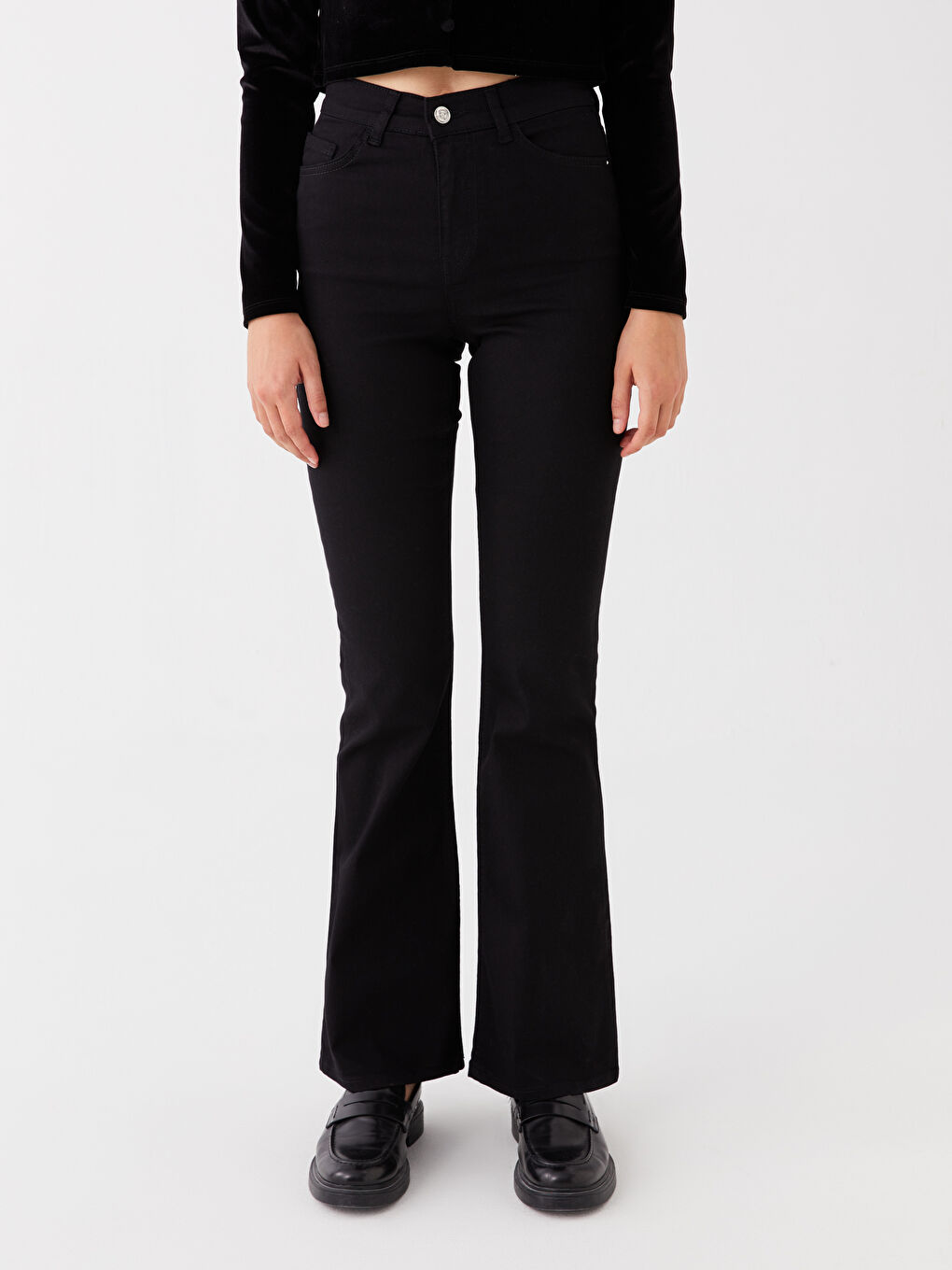 Siyah Mars Flare Kadın Jean Pantolon-2