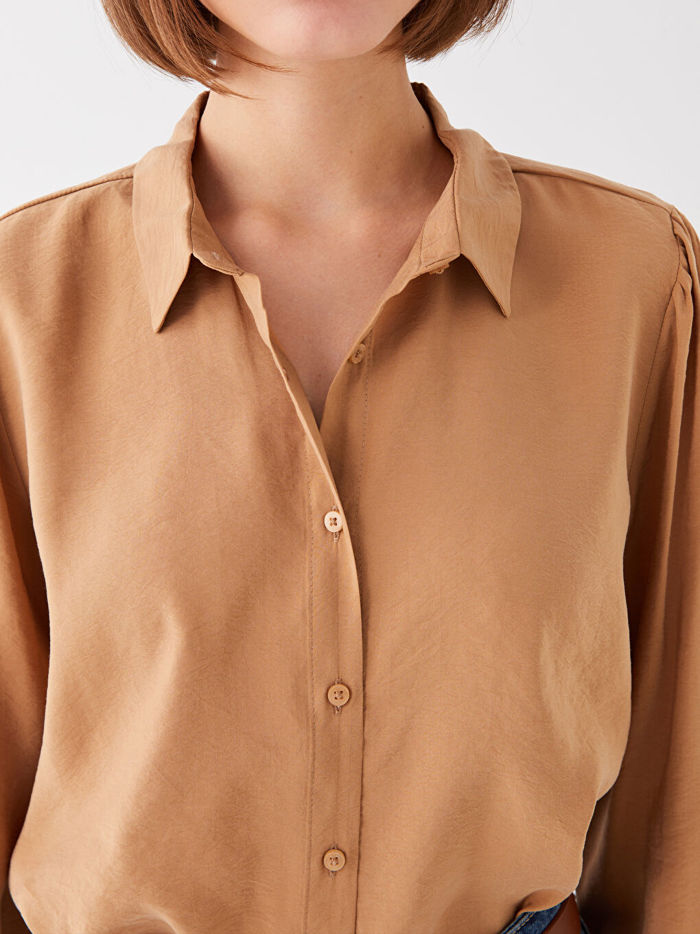 Plain Long Sleeve Oversize Women's Shirt-3