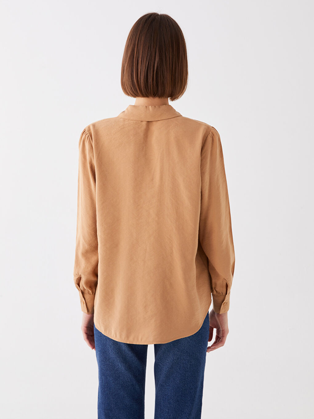 Plain Long Sleeve Oversize Women's Shirt-4