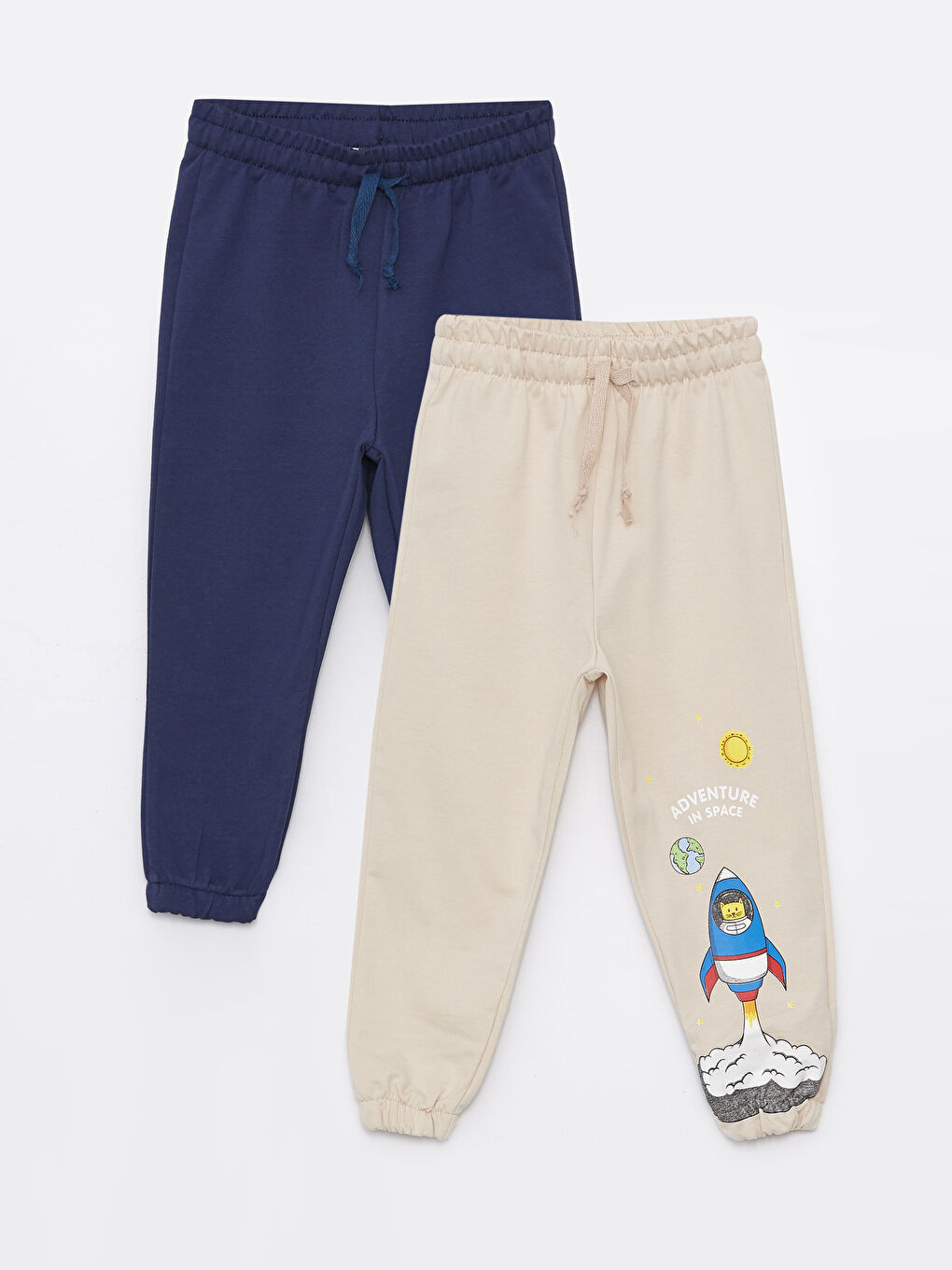 Lacivert Beli Lastikli Erkek Bebek Eşofman Altı 2'li