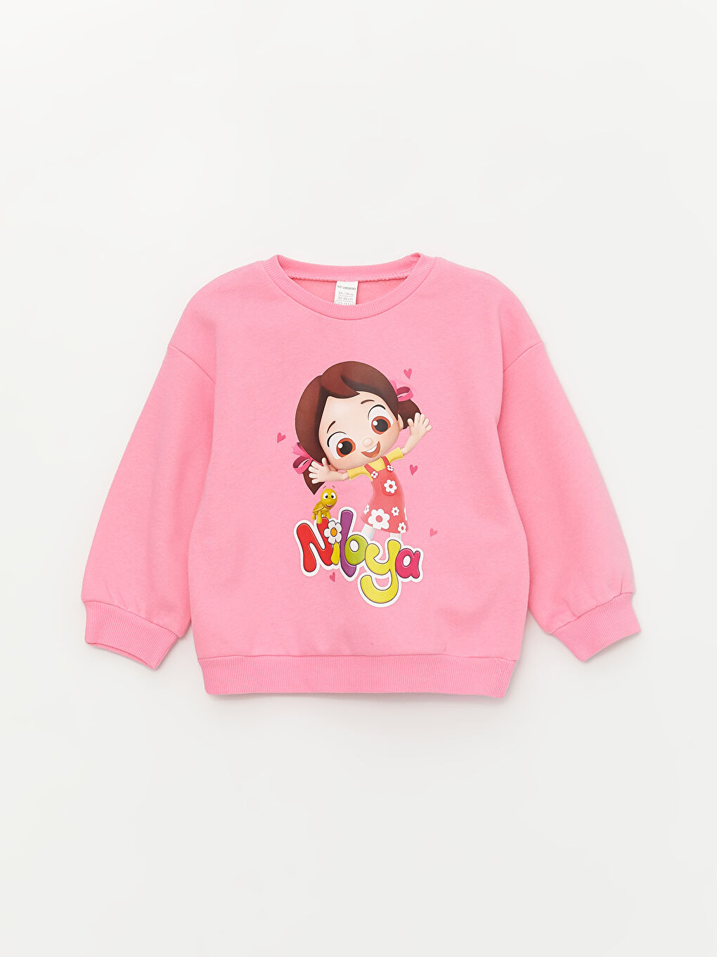 LCW baby Pembe Bisiklet Yaka Uzun Kollu Niloya Baskılı Kız Bebek Sweatshirt ve Eşofman Alt - 1