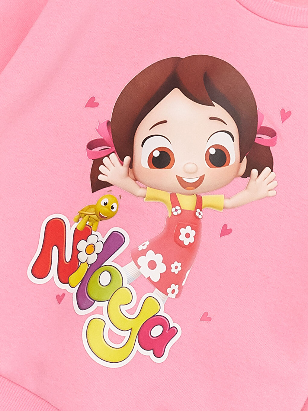 LCW baby Pembe Bisiklet Yaka Uzun Kollu Niloya Baskılı Kız Bebek Sweatshirt ve Eşofman Alt - 6
