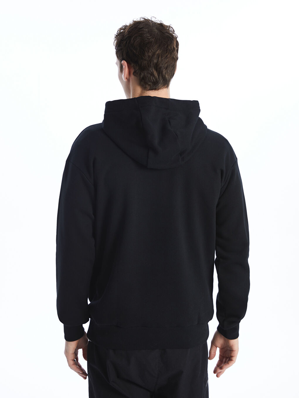 LCW Casual Yeni Siyah Uzun Kollu Baskılı Erkek Hoodie - 4