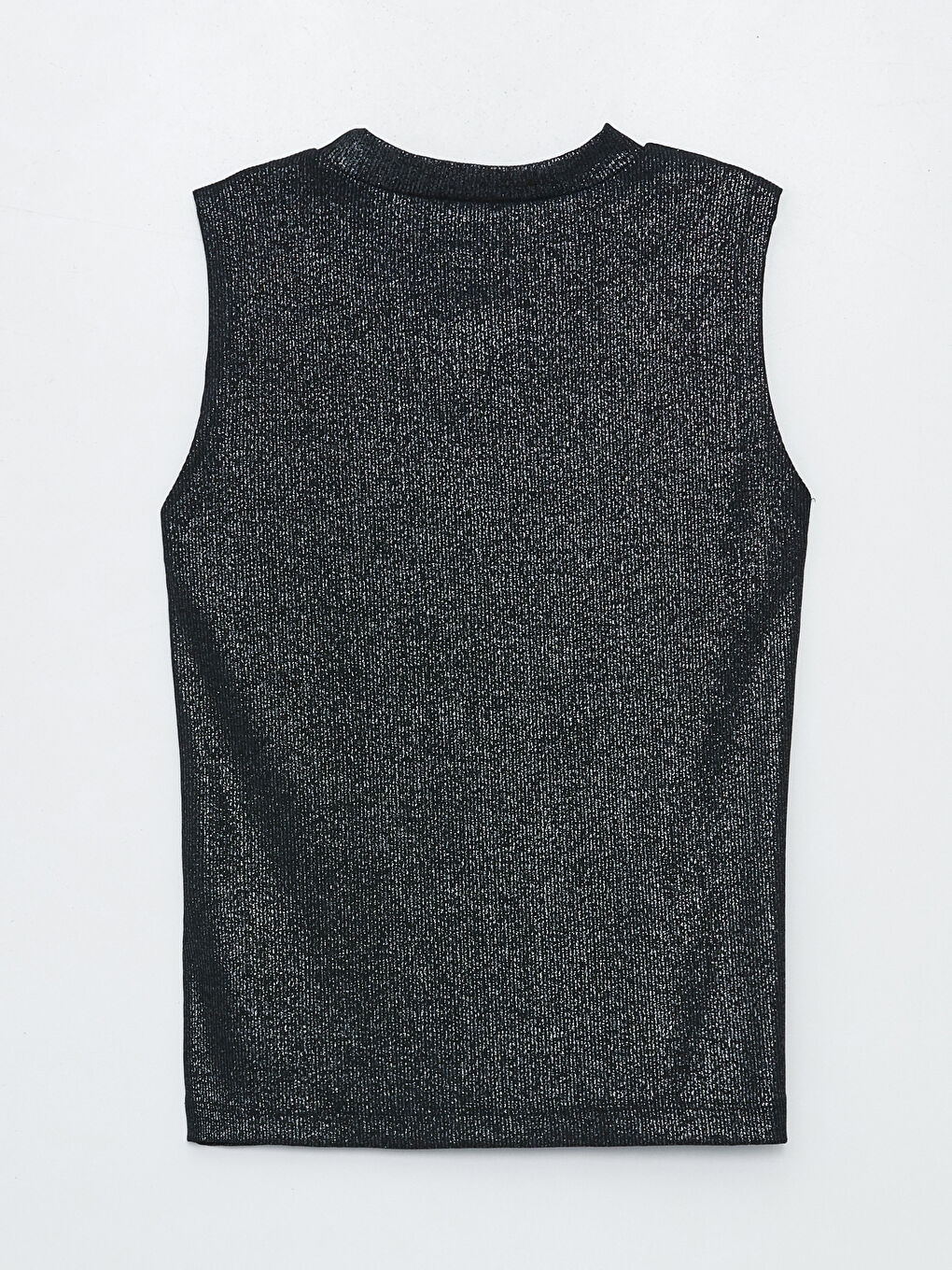 Siyah Bisiklet Yaka Parlak Görünümlü Kadın Tunik-6