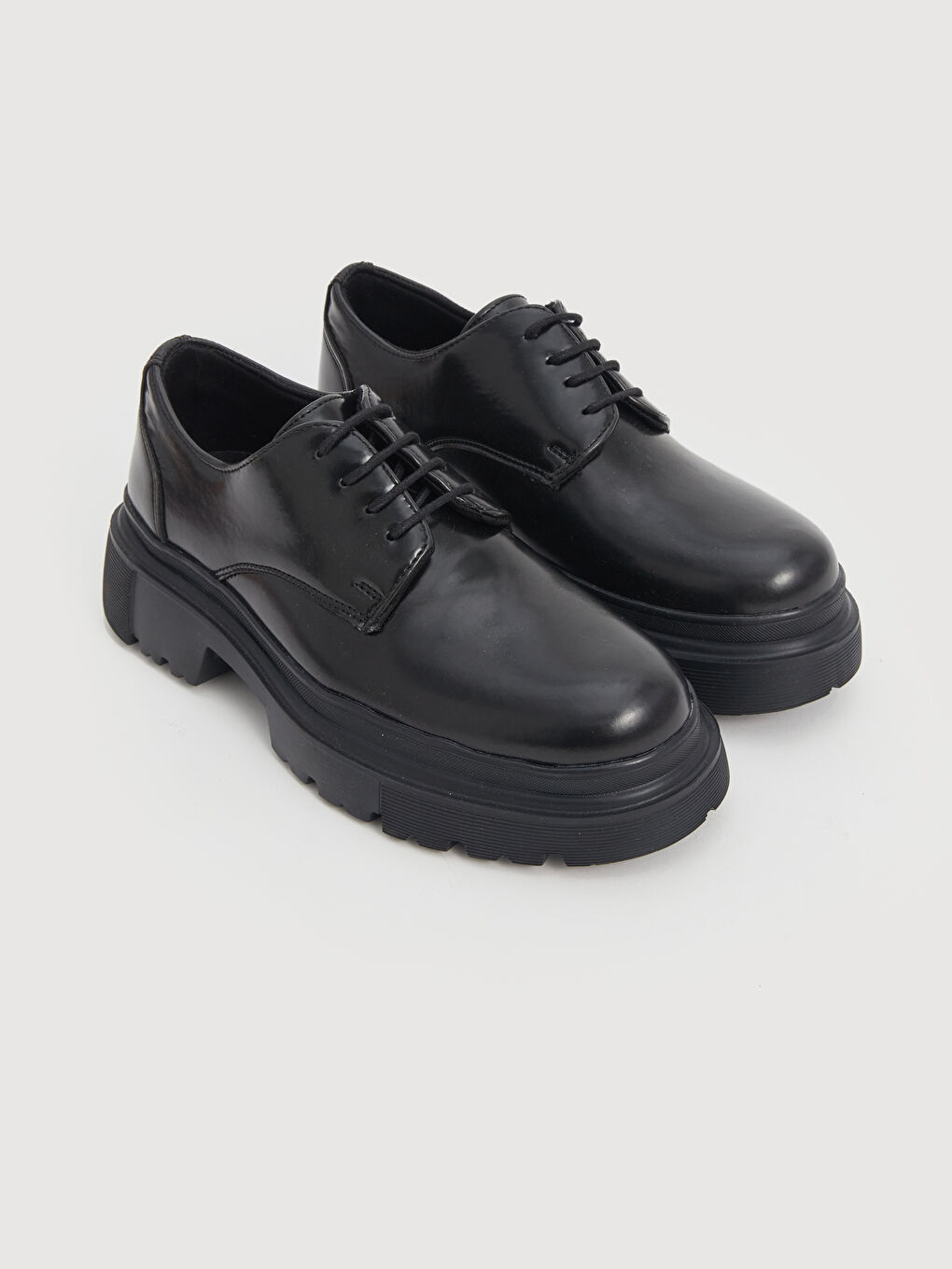 Siyah Deri Görünümlü Erkek Oxford Ayakkabı