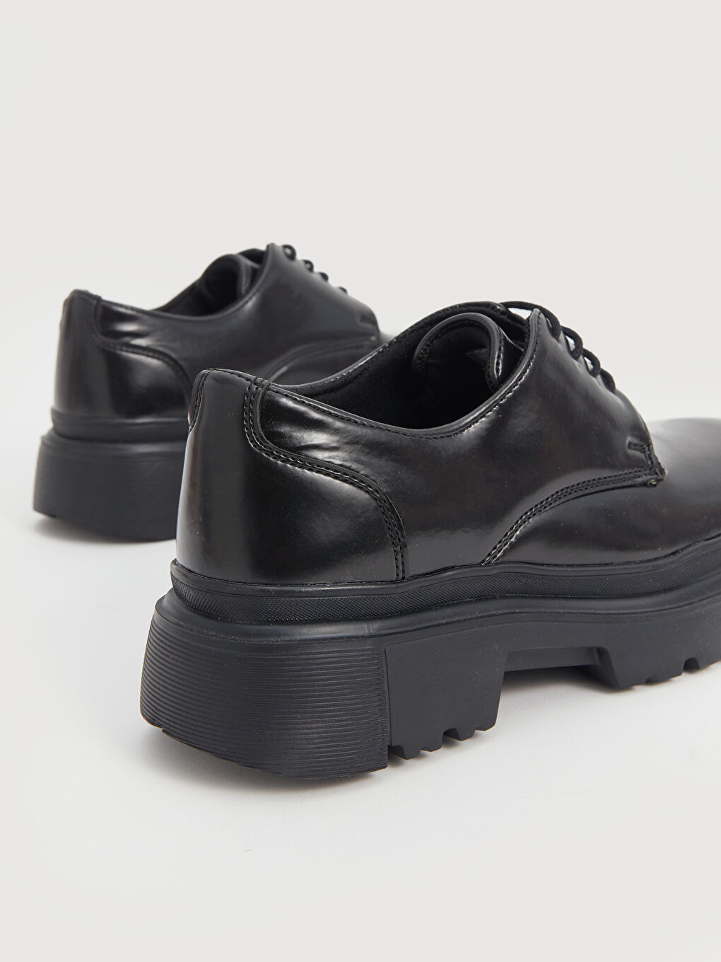 Siyah Deri Görünümlü Erkek Oxford Ayakkabı-4