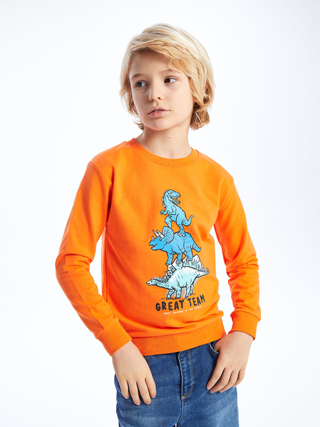 LCW Kids سویتشێرتی چاپکراوی دایناسۆر بۆ کوڕان -W3JB09Z4-GKT