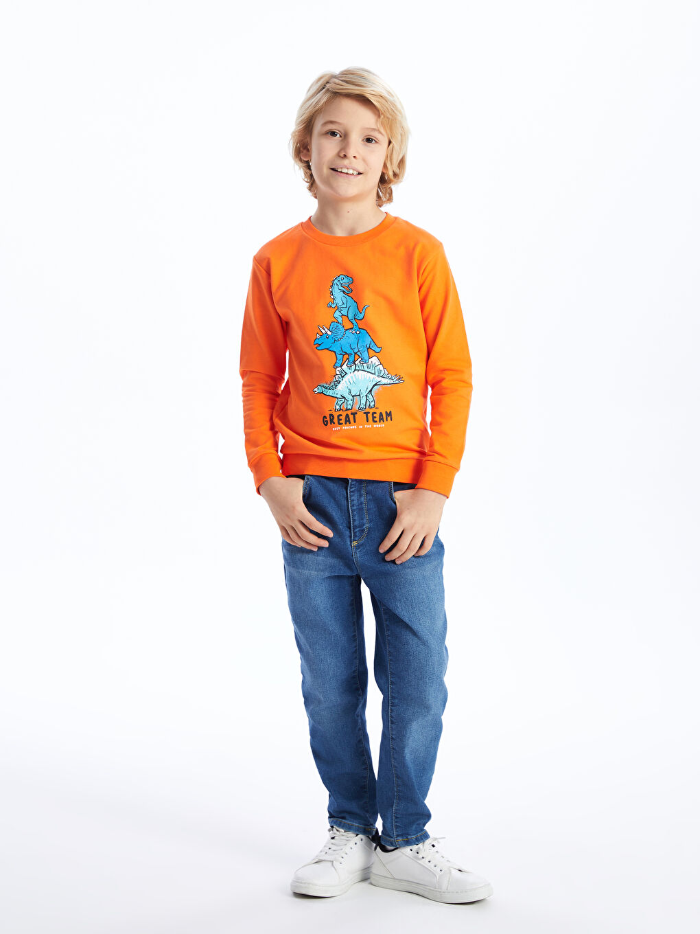 LCW Kids سویتشێرتی چاپکراوی دایناسۆر بۆ کوڕان -W3JB09Z4-GKT