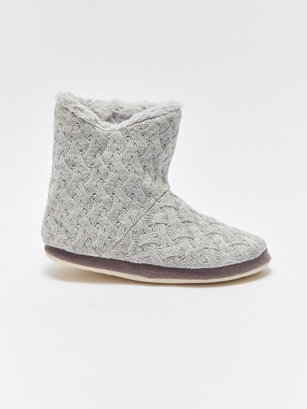 Gri Pelüş Kadın Ev Botu-1