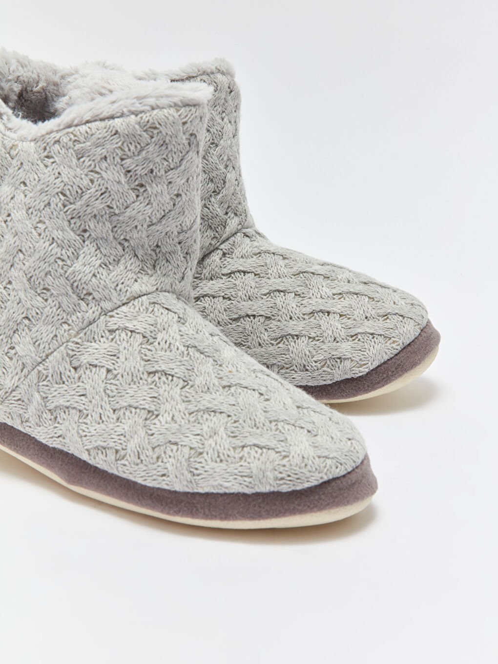 Gri Pelüş Kadın Ev Botu-2