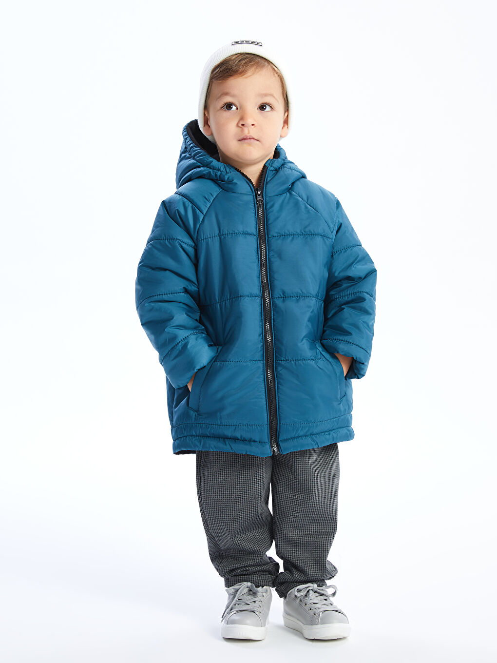 Mavi Kapüşonlu Erkek Bebek Şişme Mont-2