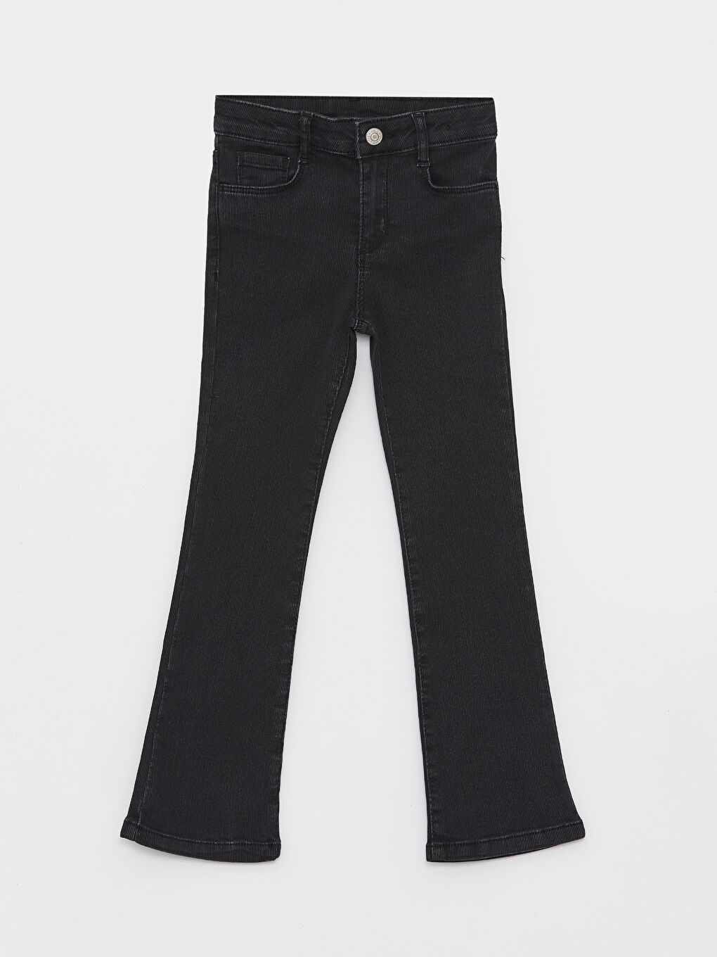Siyah İspanyol Paça Kız Çocuk Jean Pantolon-2