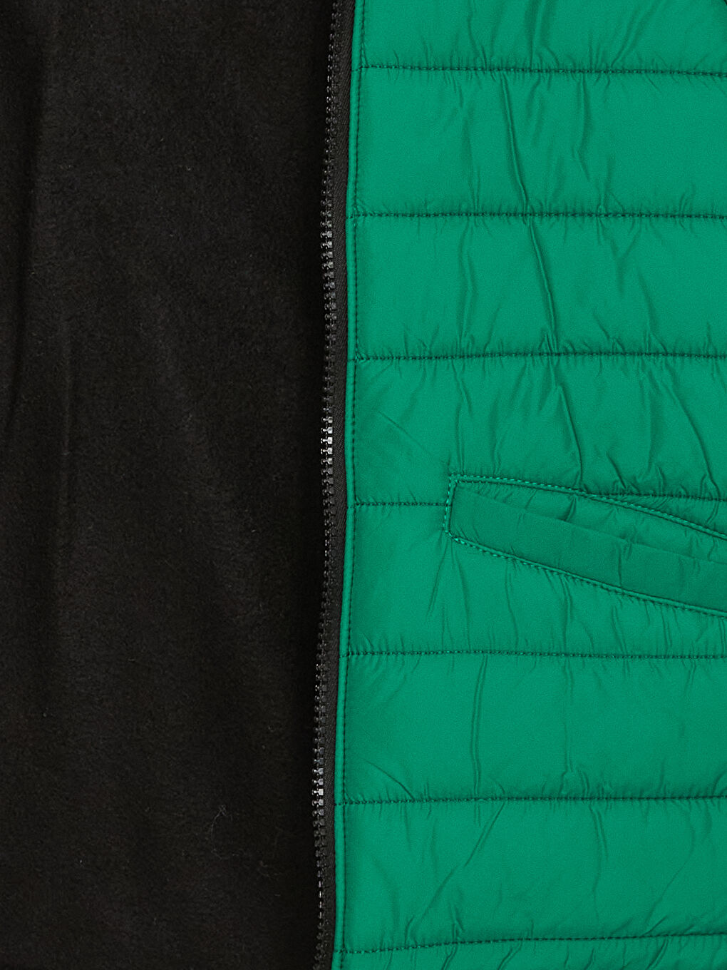 Yeşil Kapüşonlu Erkek Bebek Şişme Mont-4