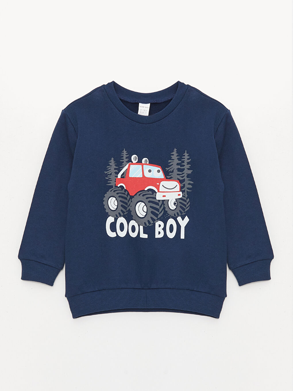 LCW baby İndigo Bisiklet Yaka Uzun Kollu Baskılı Erkek Bebek Sweatshirt ve Eşofman Alt 2'li Takım - 1