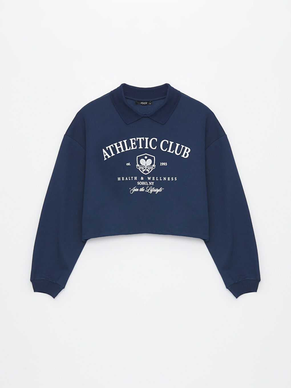 Polo Neck Printed Oversize Women's Thick Sweatshirt-5