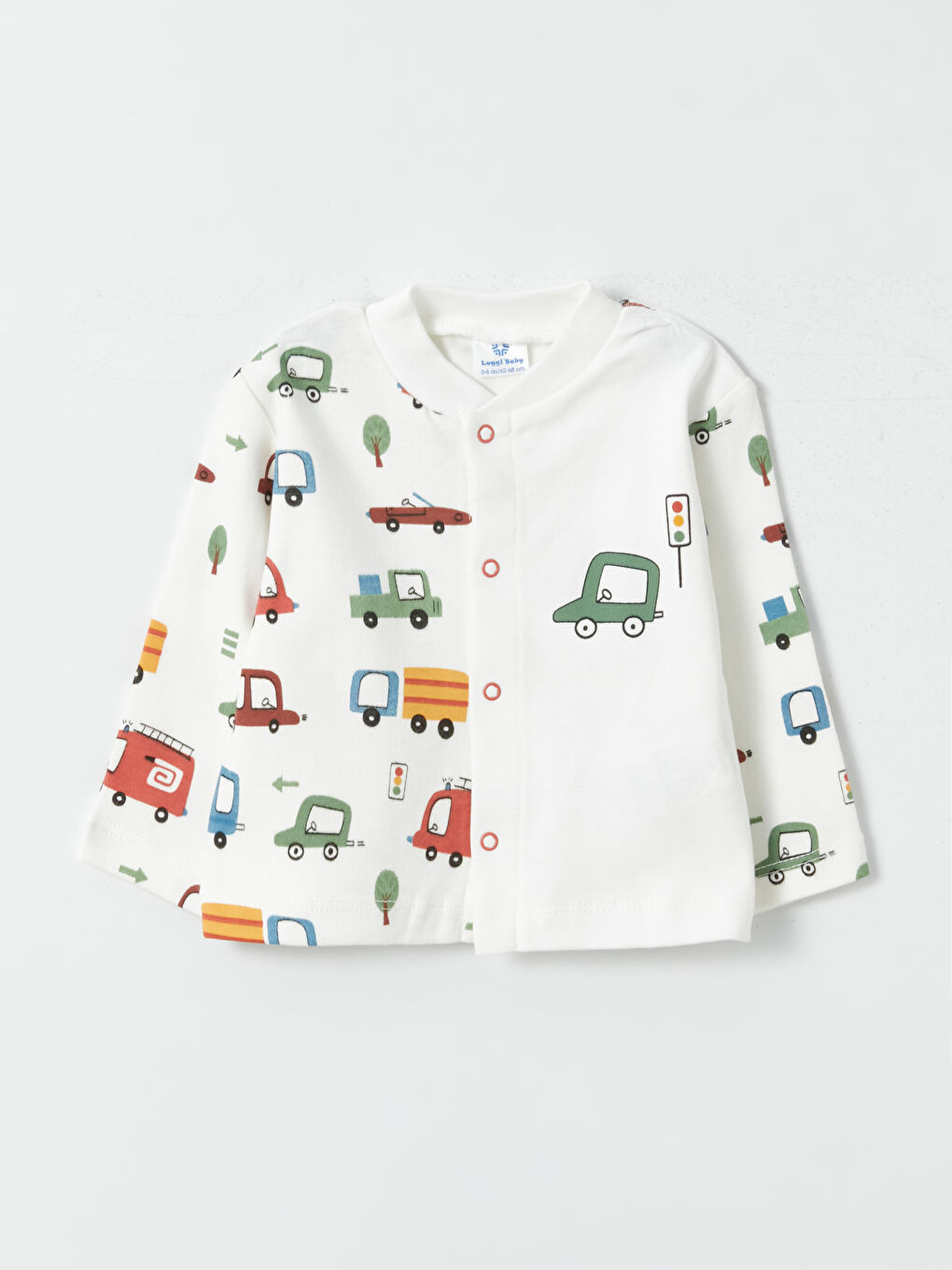 Ekru Bisiklet Yaka Baskılı Erkek Bebek Pijama Takımı-1