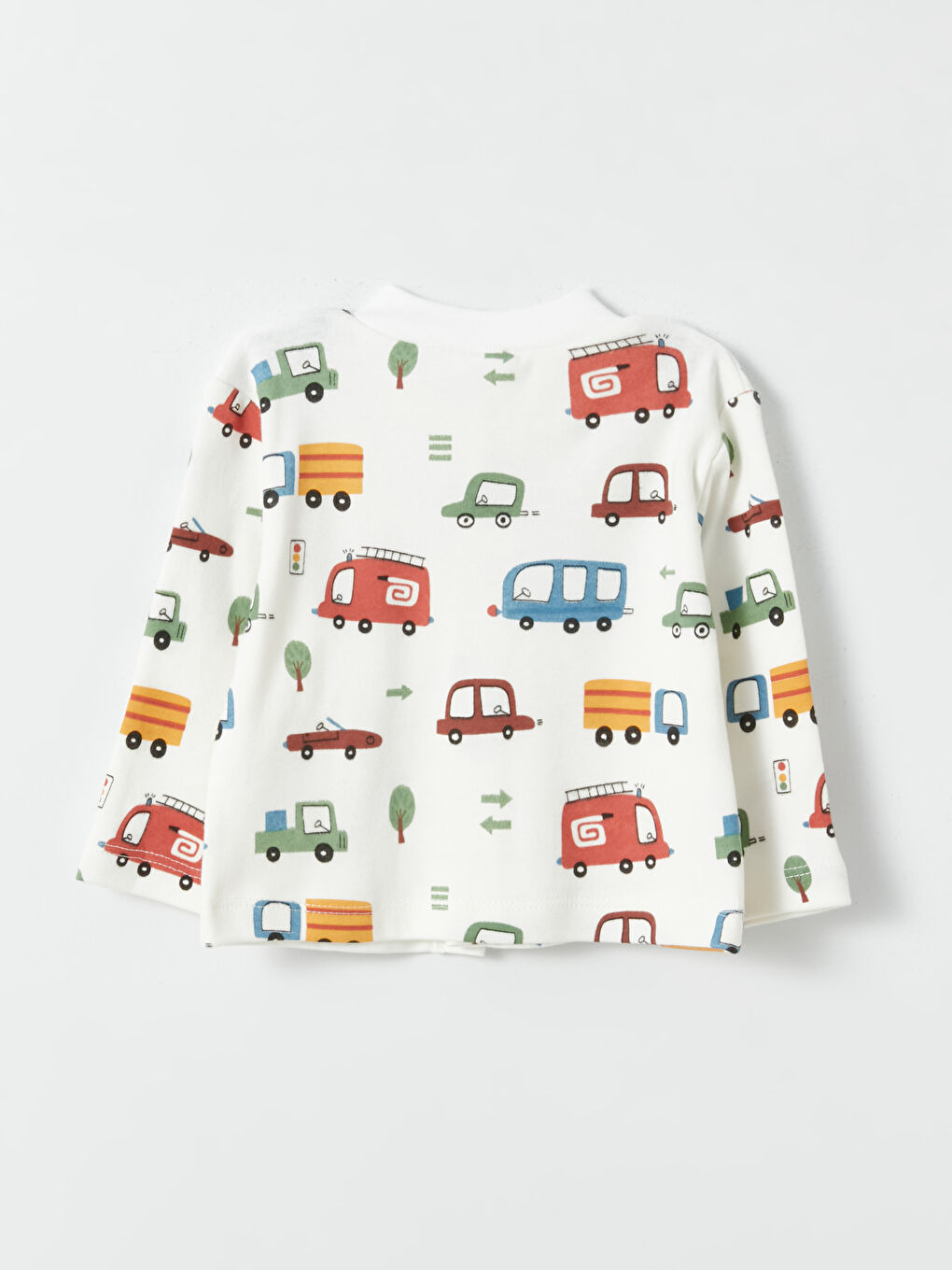 Ekru Bisiklet Yaka Baskılı Erkek Bebek Pijama Takımı-2