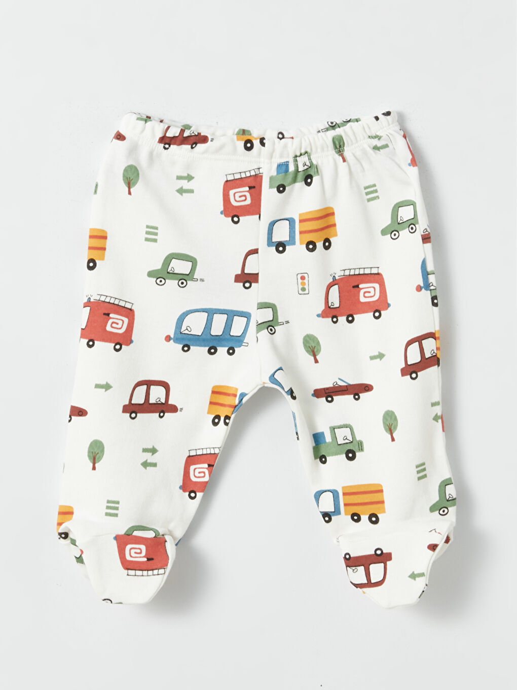 Ekru Bisiklet Yaka Baskılı Erkek Bebek Pijama Takımı-3