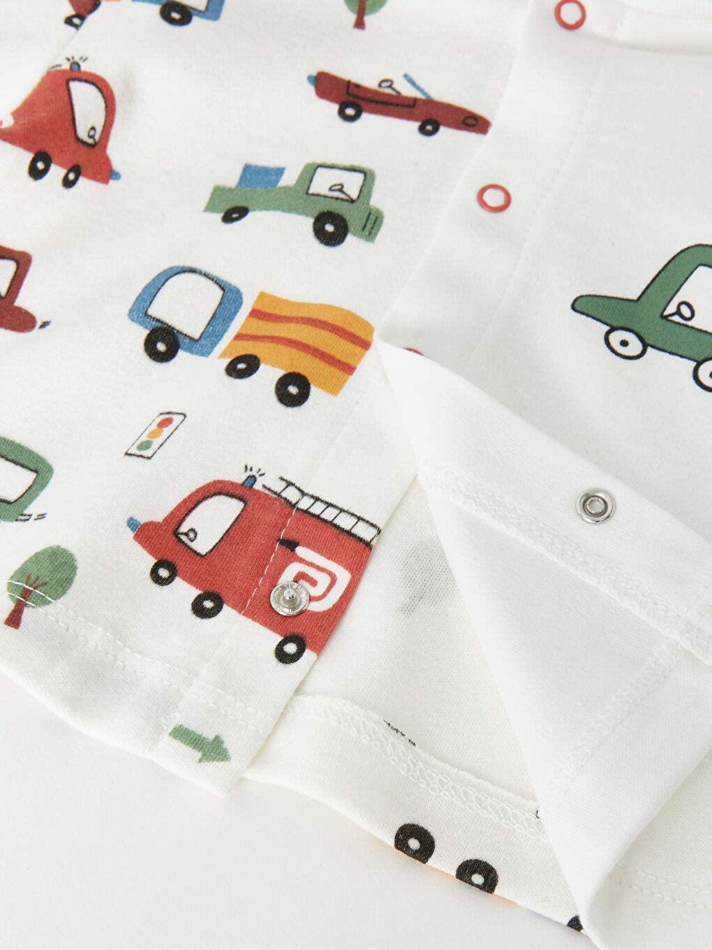 Ekru Bisiklet Yaka Baskılı Erkek Bebek Pijama Takımı-5