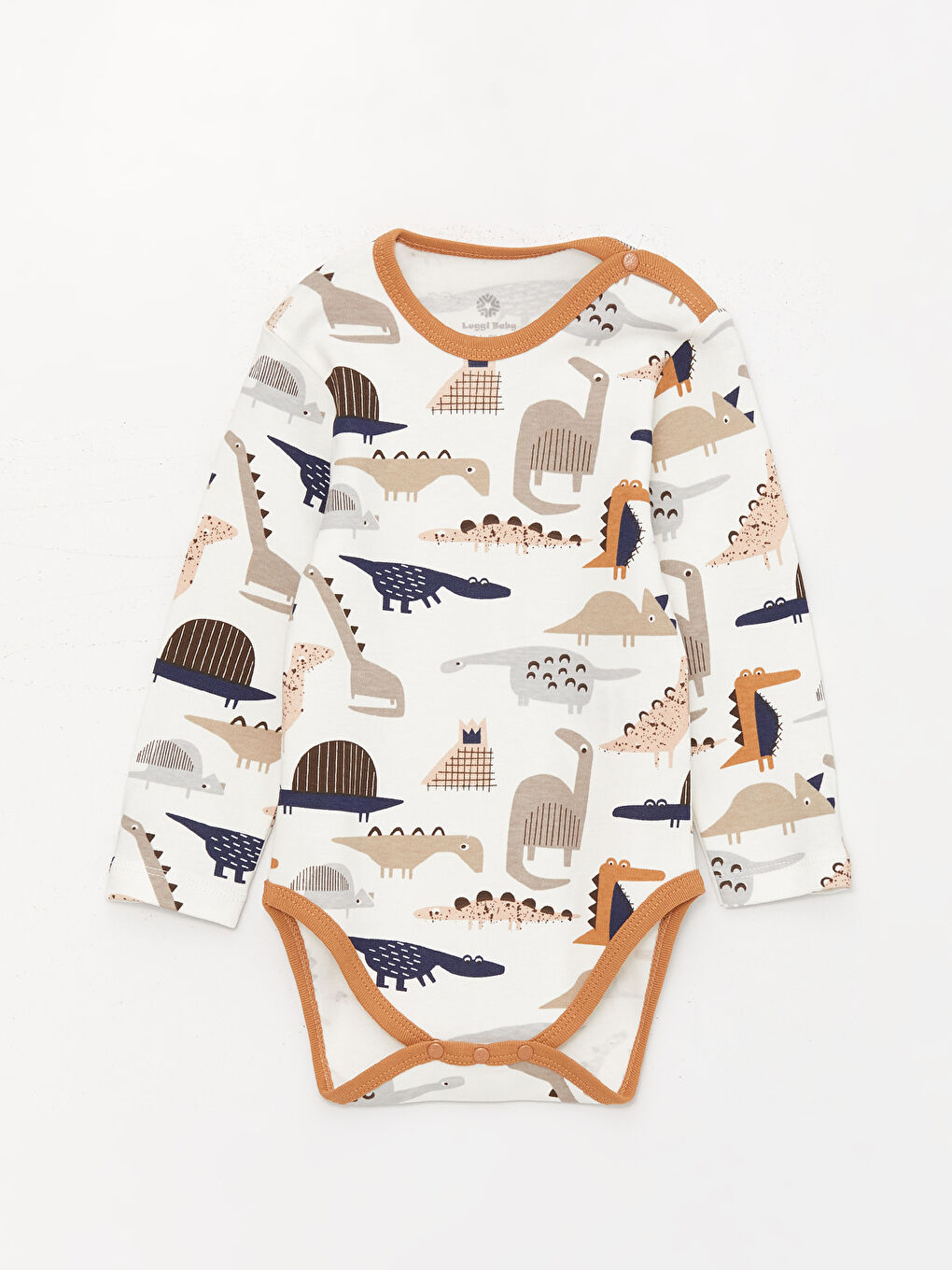 Kahverengi Bisiklet Yaka Baskılı Erkek Bebek Çıtçıtlı Bodysuit 2'li-3