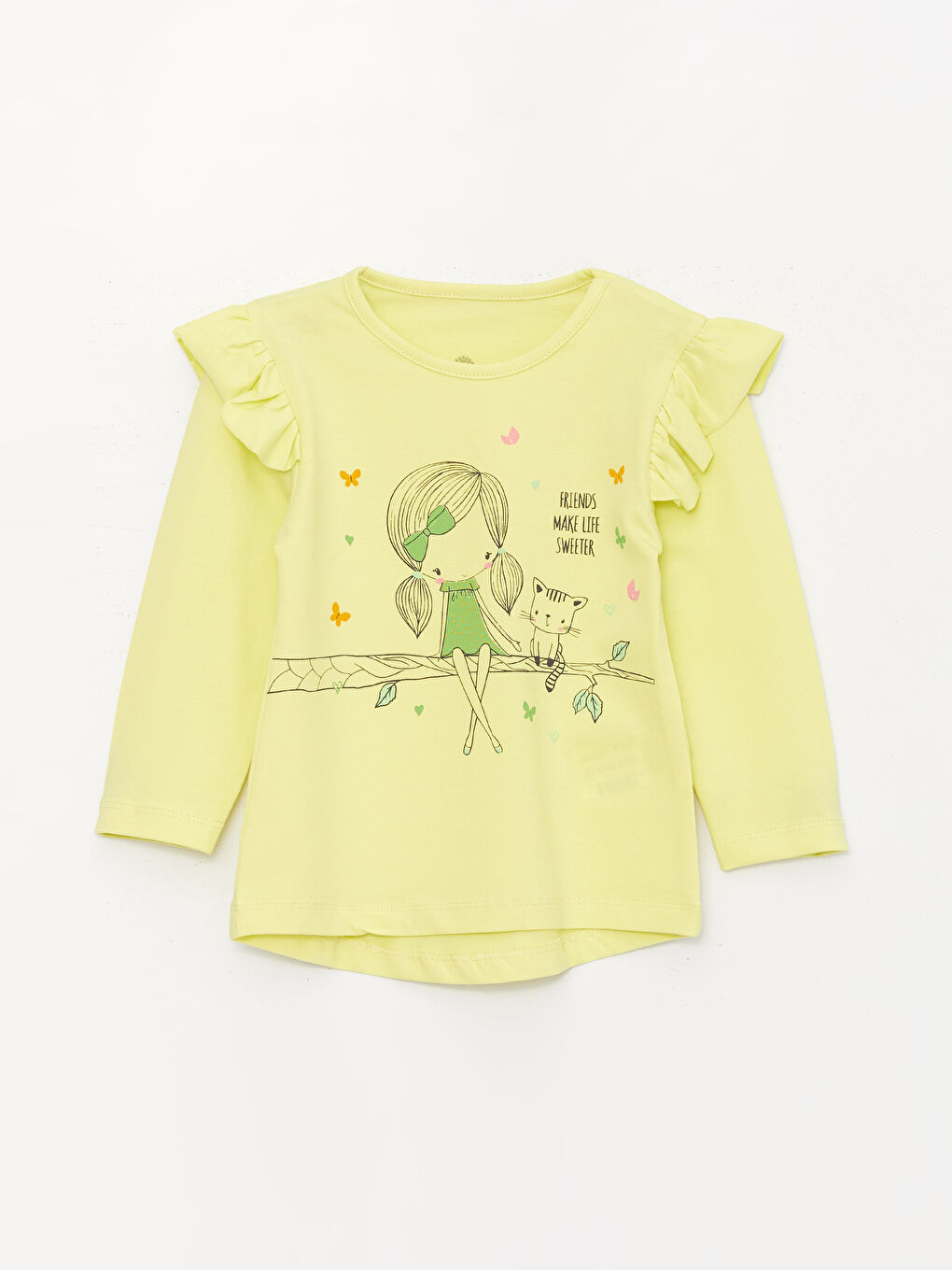 Yeşil Bisiklet Yaka Uzun Kollu Kız Bebek 2'li Takım-1