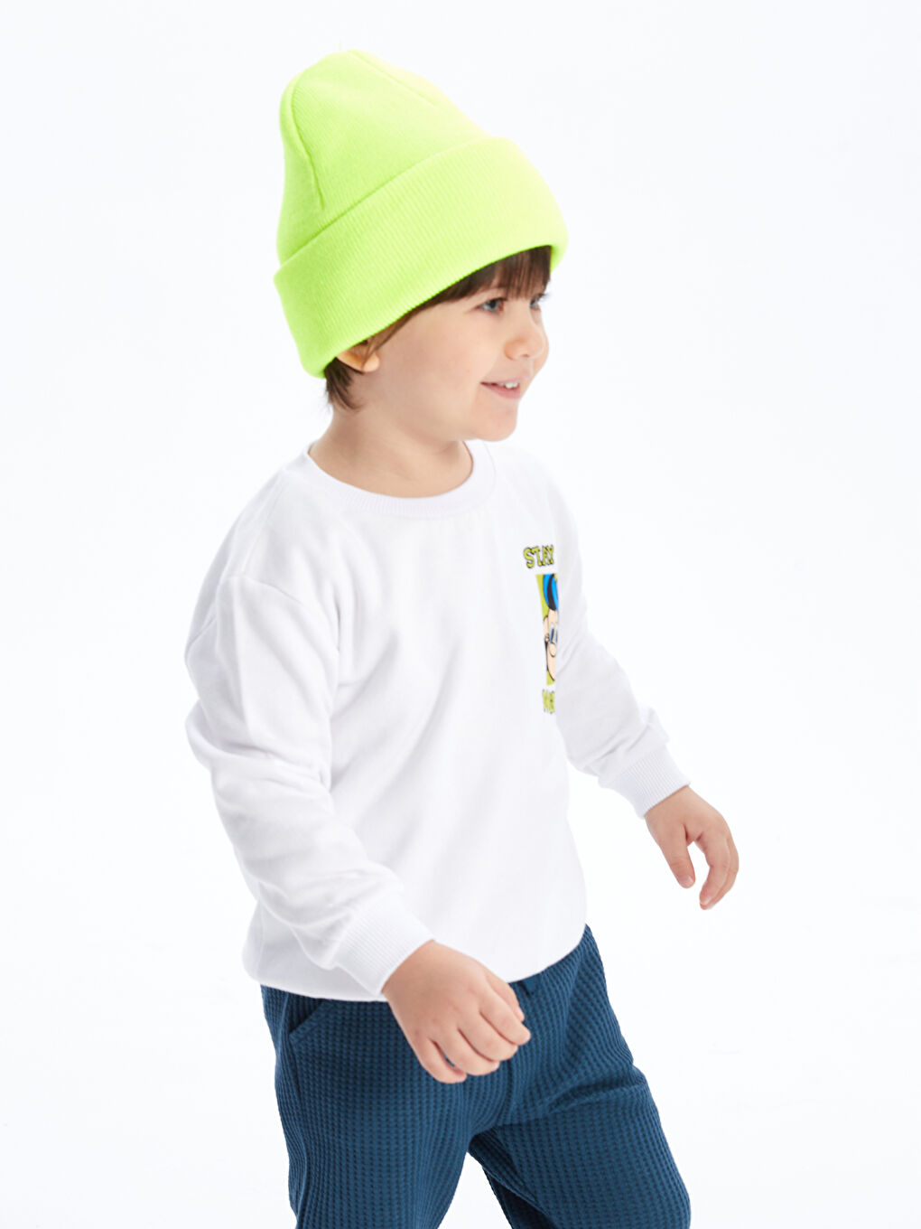 LCW baby Beyaz Bisiklet Yaka Uzun Kollu Baskılı Erkek Bebek Sweatshirt - 2