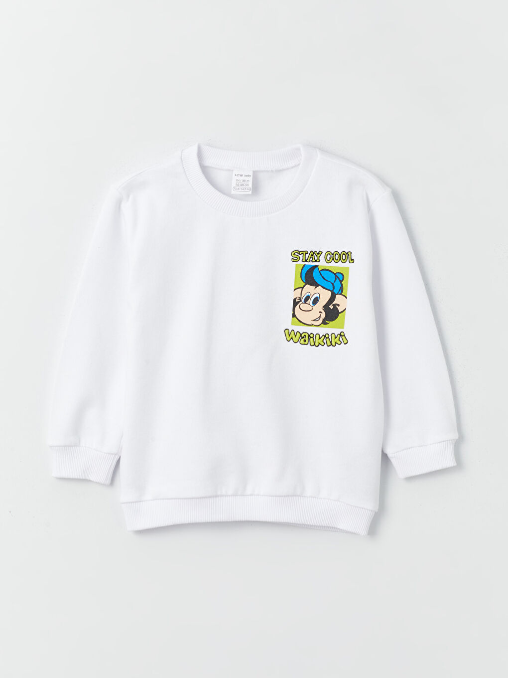 LCW baby Beyaz Bisiklet Yaka Uzun Kollu Baskılı Erkek Bebek Sweatshirt - 3