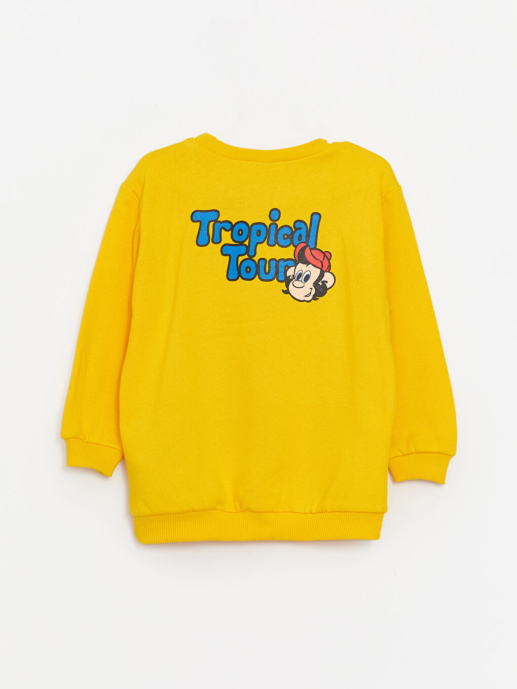 LCW baby Orta Sarı Bisiklet Yaka Uzun Kollu Nostaljik Maymun Baskılı Erkek Bebek Sweatshirt - 1