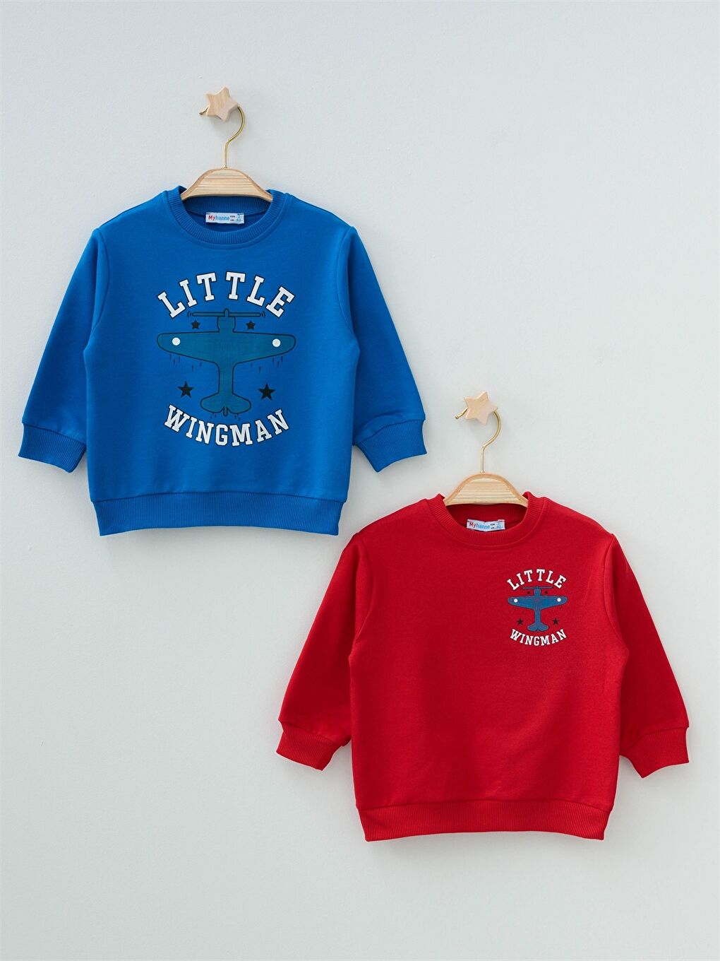 Kırmızı Bisiklet Yaka Uzun Kollu Baskılı Erkek Bebek Sweatshirt 2'li