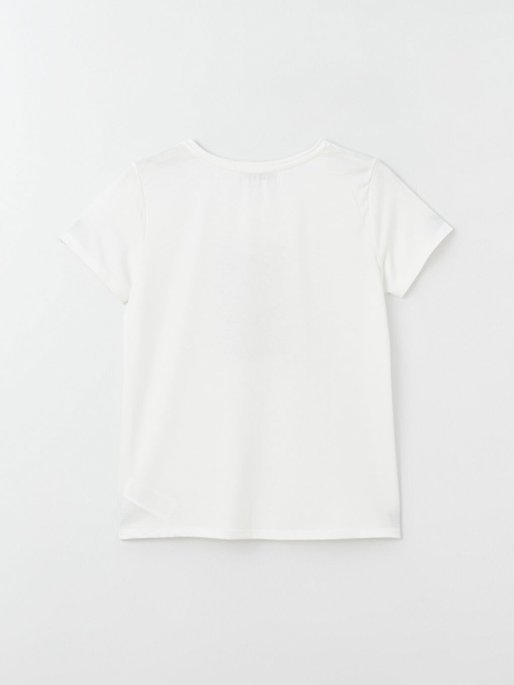 Ekru Bisiklet Yaka Baskılı Kısa Kollu Kadın Tişört-6