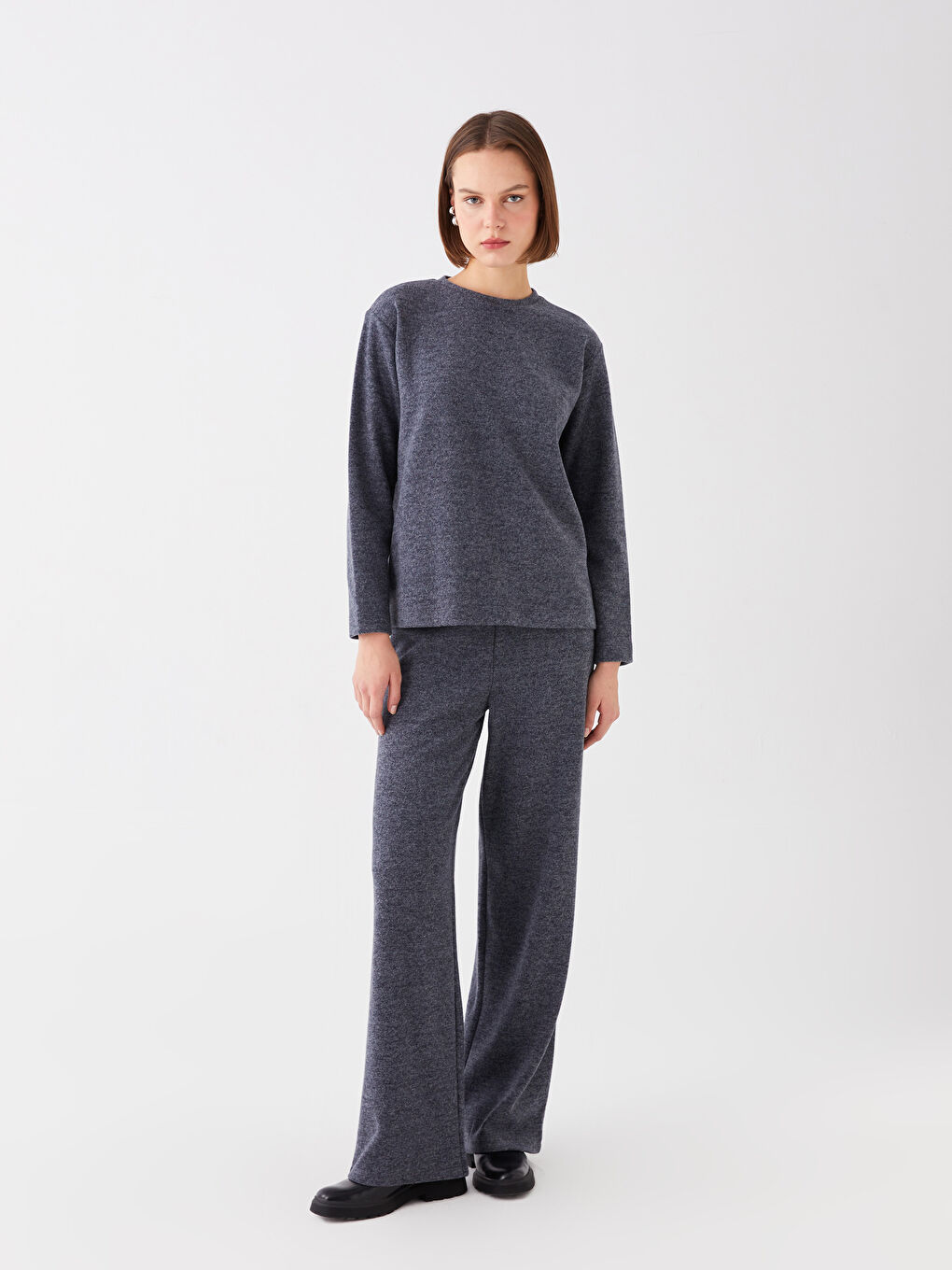 Gri Kadın Beli Lastikli Düz Eşofman Altı-1