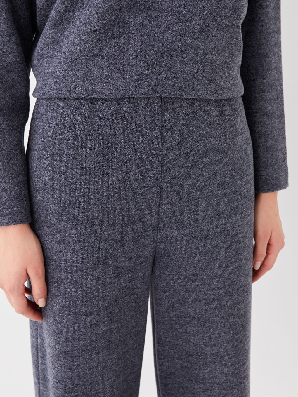 Gri Kadın Beli Lastikli Düz Eşofman Altı-2