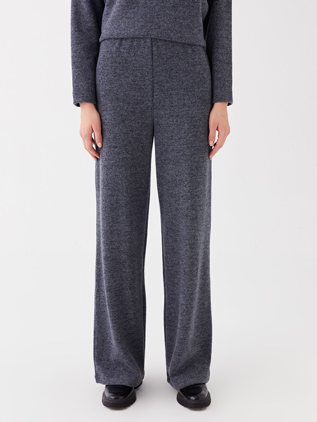 Gri Kadın Beli Lastikli Düz Eşofman Altı-3