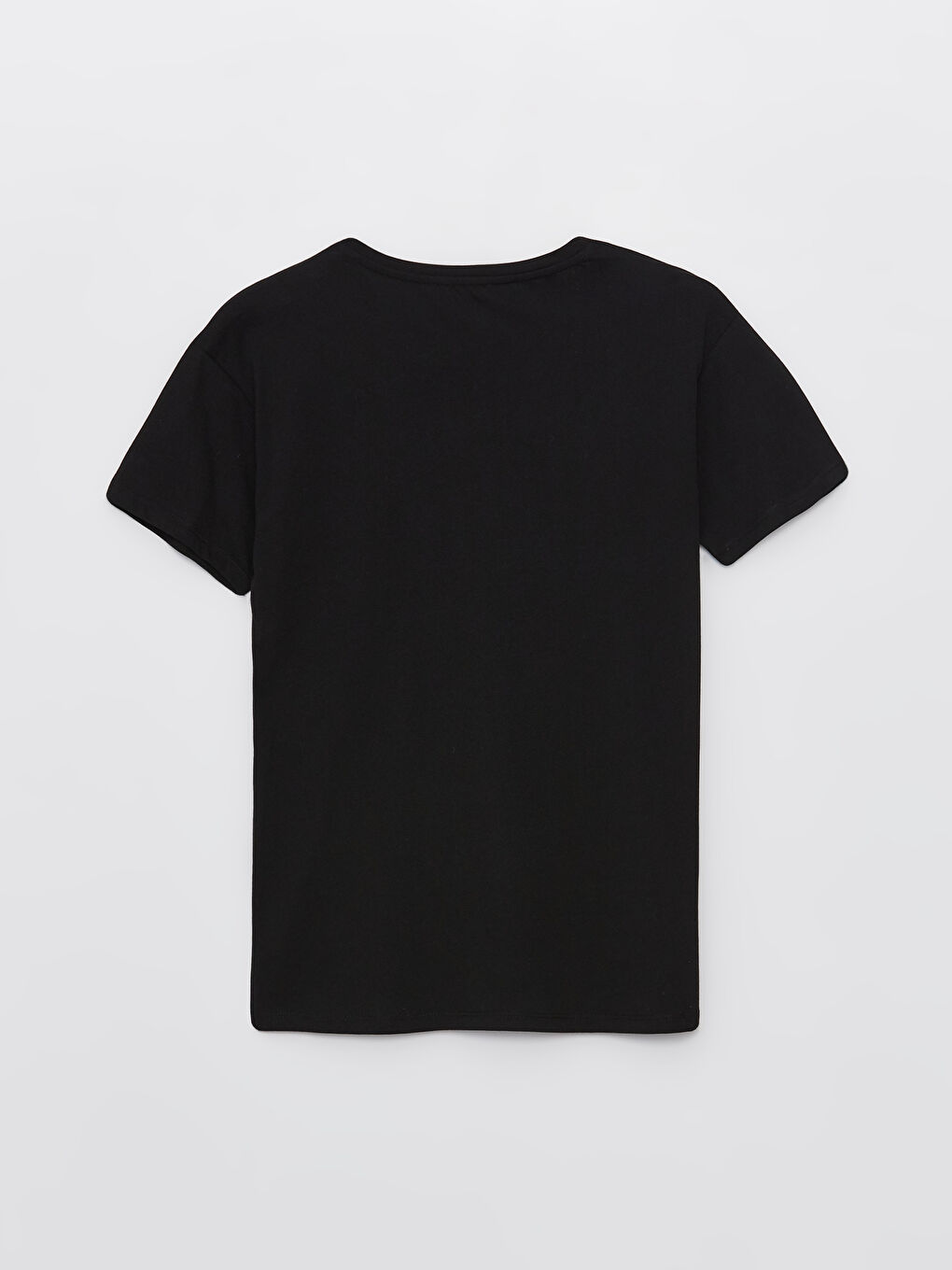 Siyah Bisiklet Yaka Baskılı Kısa Kollu Kadın Tişört-6