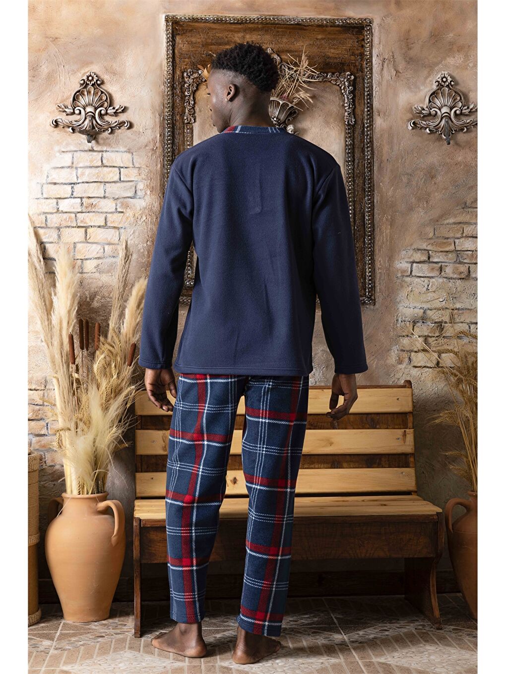 Lacivert Standart Kalıp Erkek Pijama Takımı-1