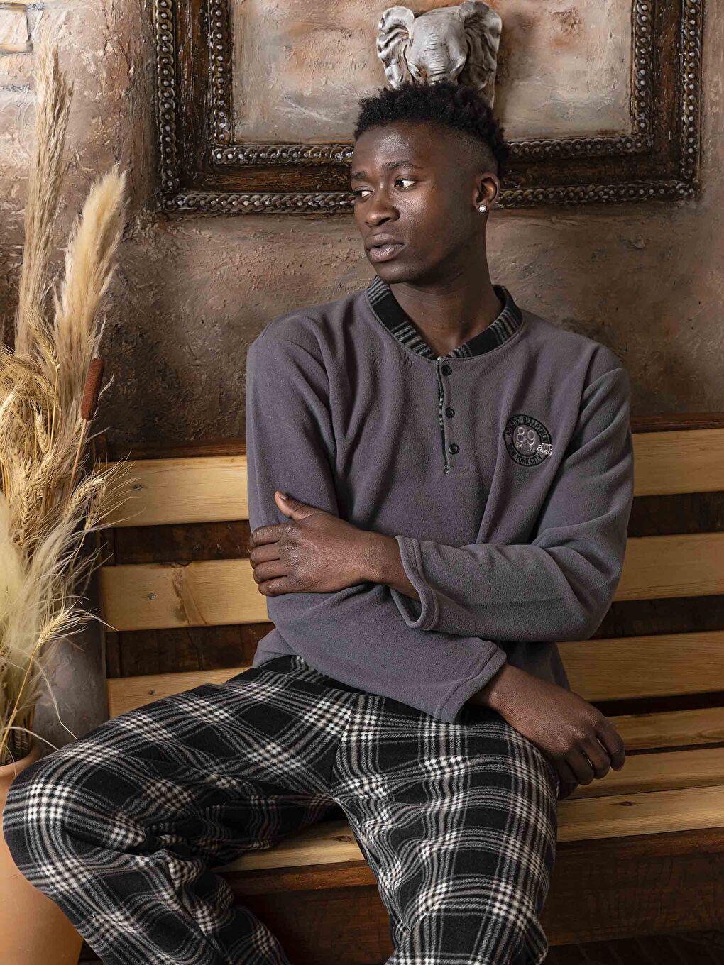 Antrasit Standart Kalıp Erkek Pijama Takımı