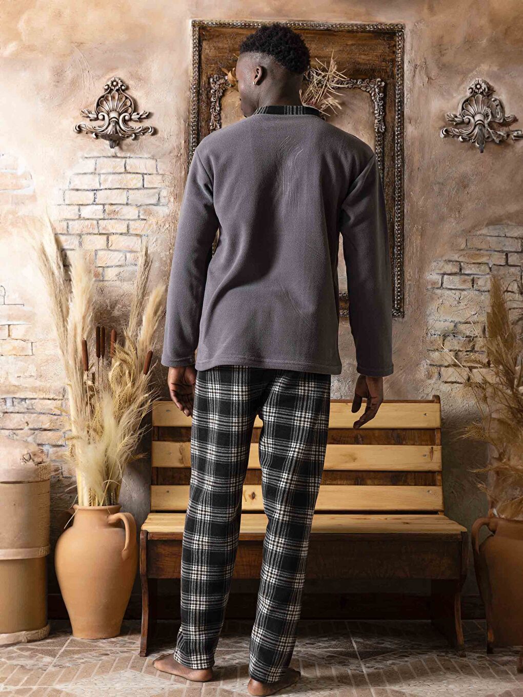 Antrasit Standart Kalıp Erkek Pijama Takımı-2