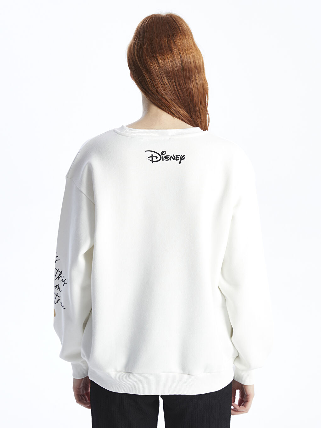 XSIDE Ekru Bisiklet Yaka Mickey Mouse Baskılı Kadın Kalın Sweatshirt - 4