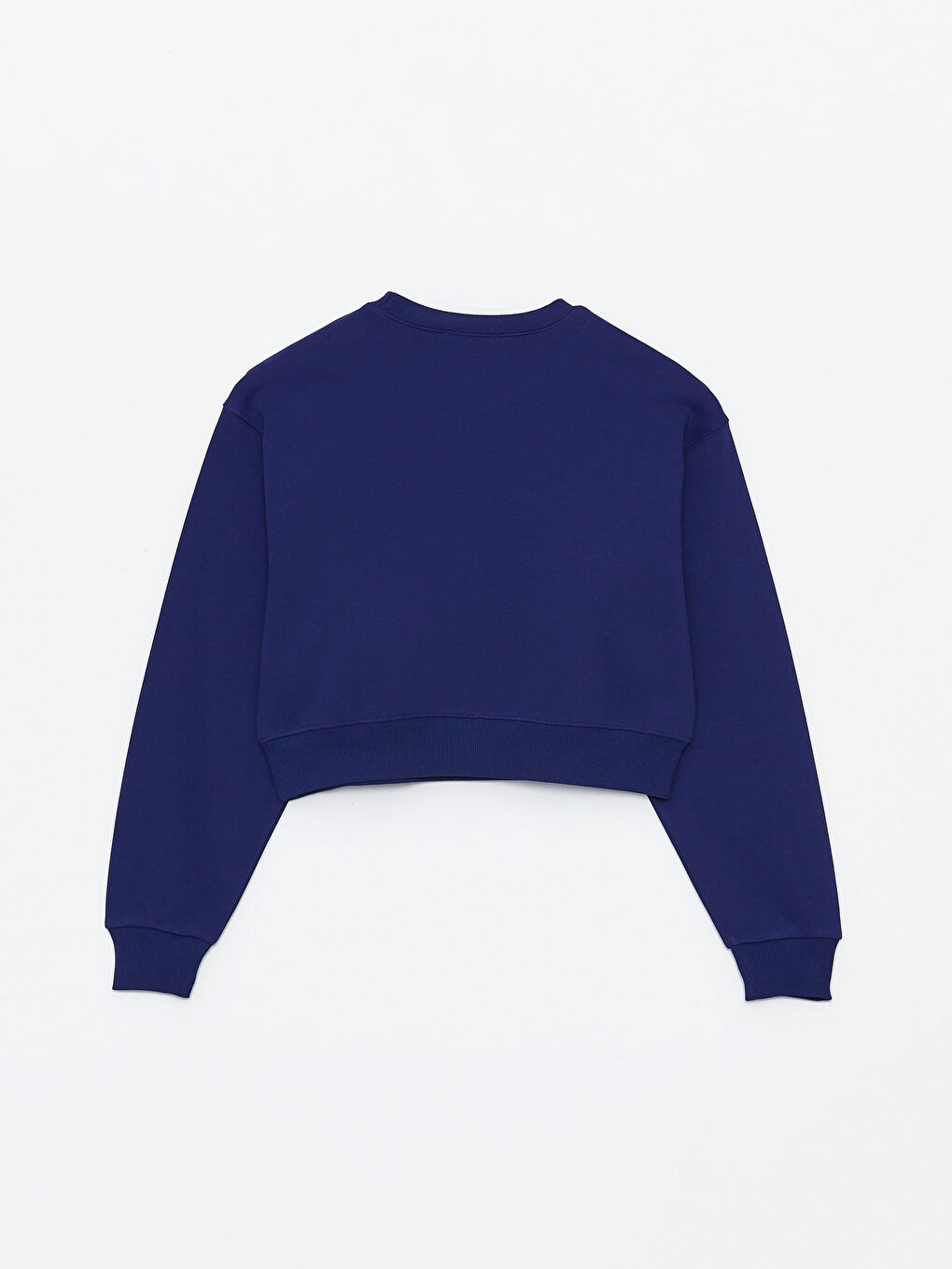 LCW Vision Lacivert Bisiklet Yaka Düz Crop Kadın Kalın Sweatshirt - 6