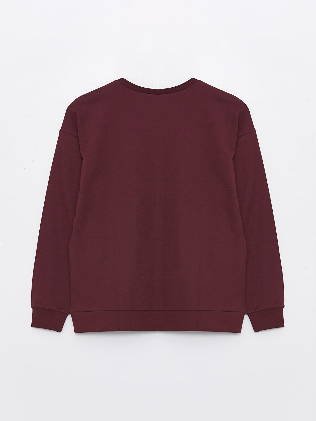 Bordo Bisiklet Yaka Baskılı Kadın Kalın Sweatshirt-6
