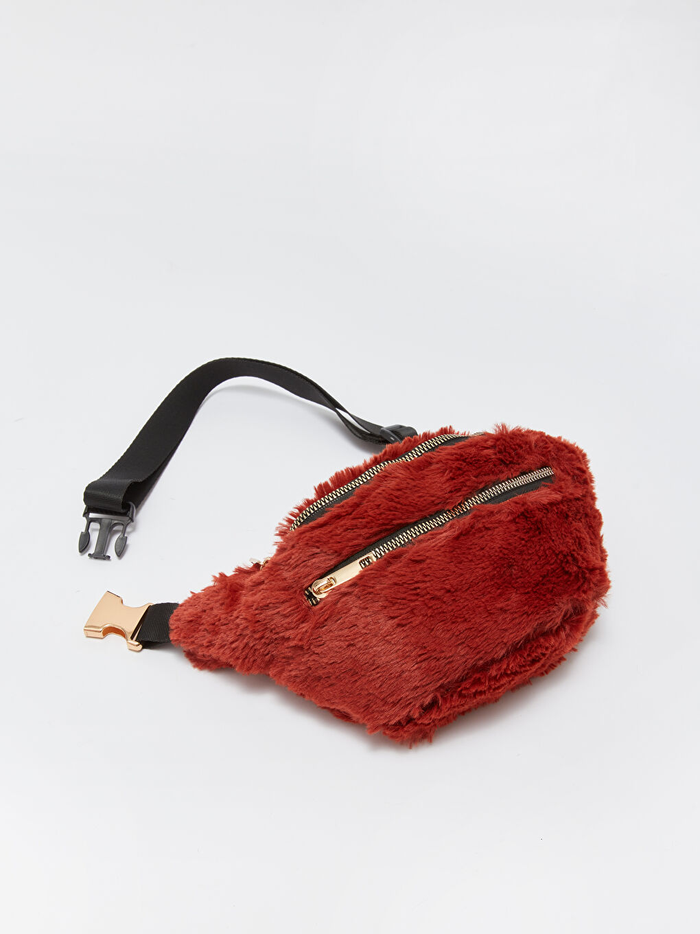 Kırmızı Pelüş Kadın Bel Çantası-3