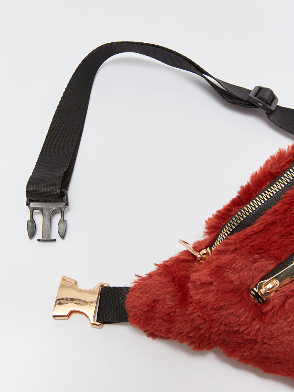 Kırmızı Pelüş Kadın Bel Çantası-4