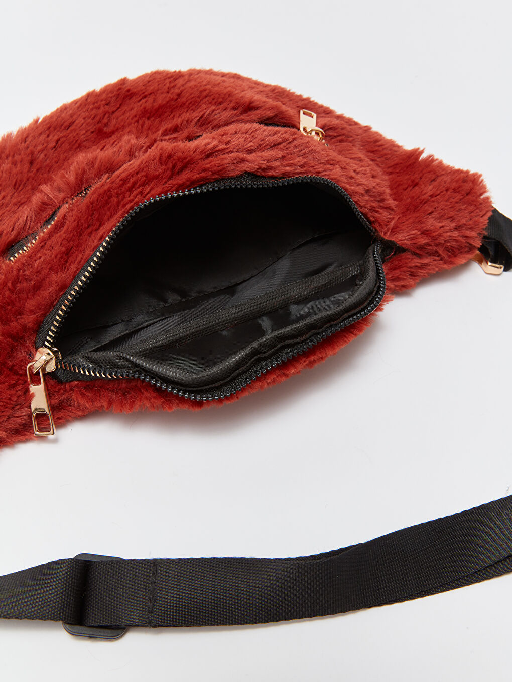 Kırmızı Pelüş Kadın Bel Çantası-5