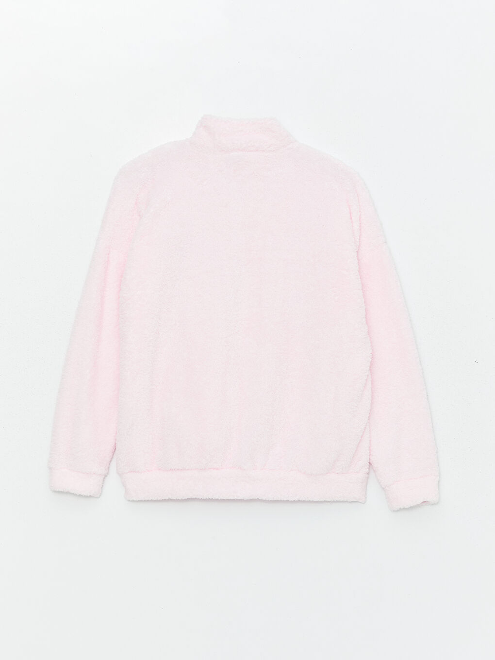 Pembe Dik Yaka Barbie Nakışlı Uzun Kollu Kadın Fermuarlı Sweatshirt-6