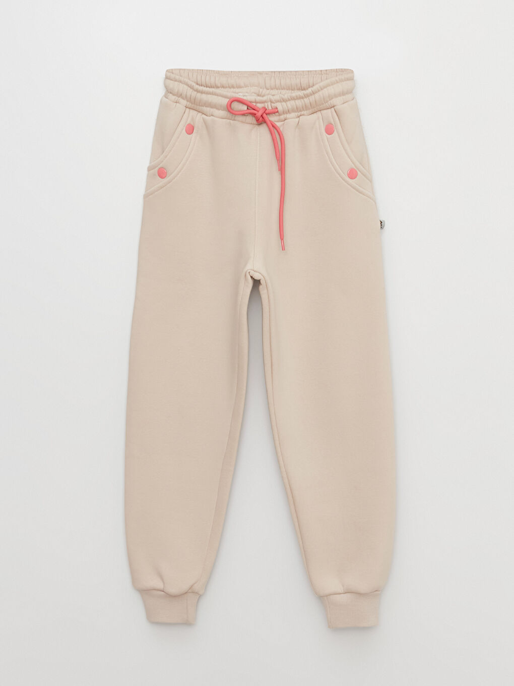 Bej Beli Lastikli Kız Çocuk Eşofman Altı