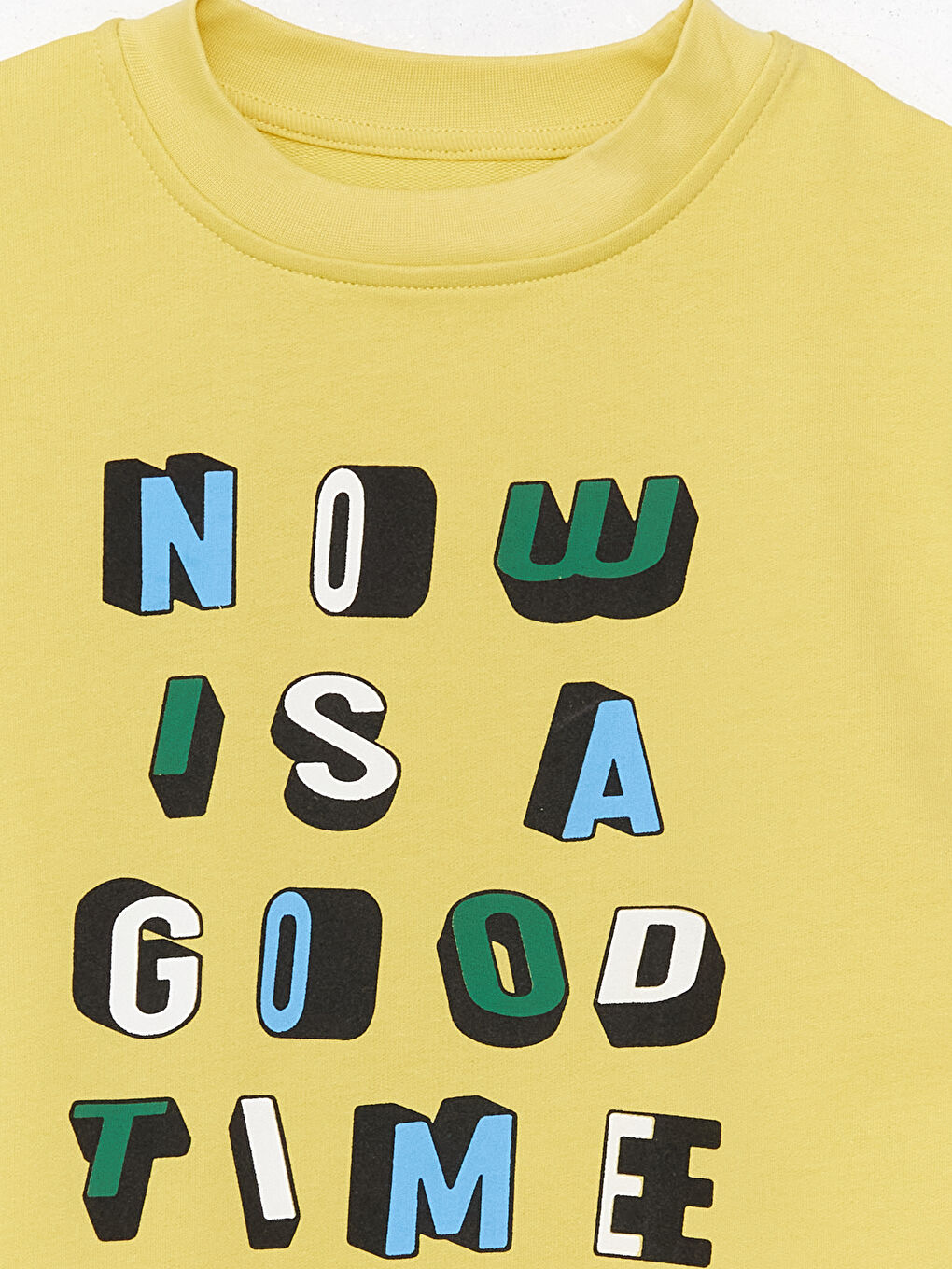 Sarı Bisiklet Yaka Baskılı Uzun Kollu Erkek Çocuk Sweatshirt-4