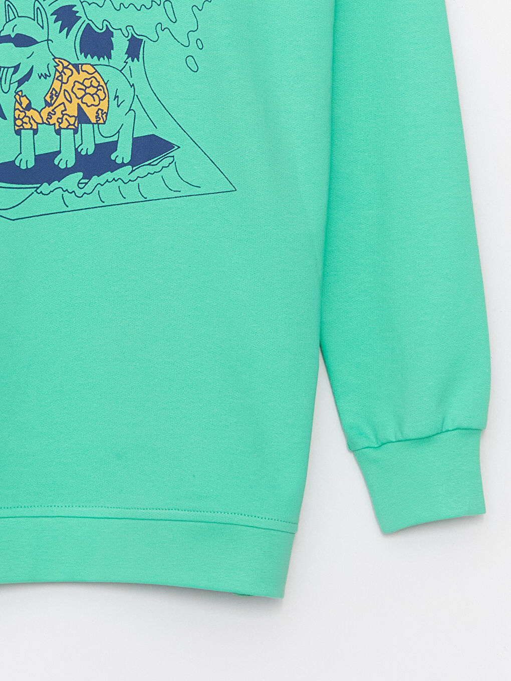 Yeşil Bisiklet Yaka Baskılı Uzun Kollu Erkek Çocuk Sweatshirt-2