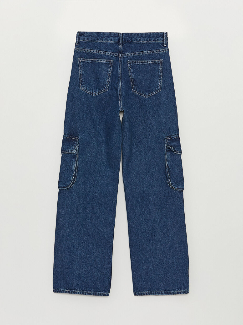 LCW Jeans Orta İndigo Rodeo Wideleg Kadın Kargo Jean Pantolon - 6