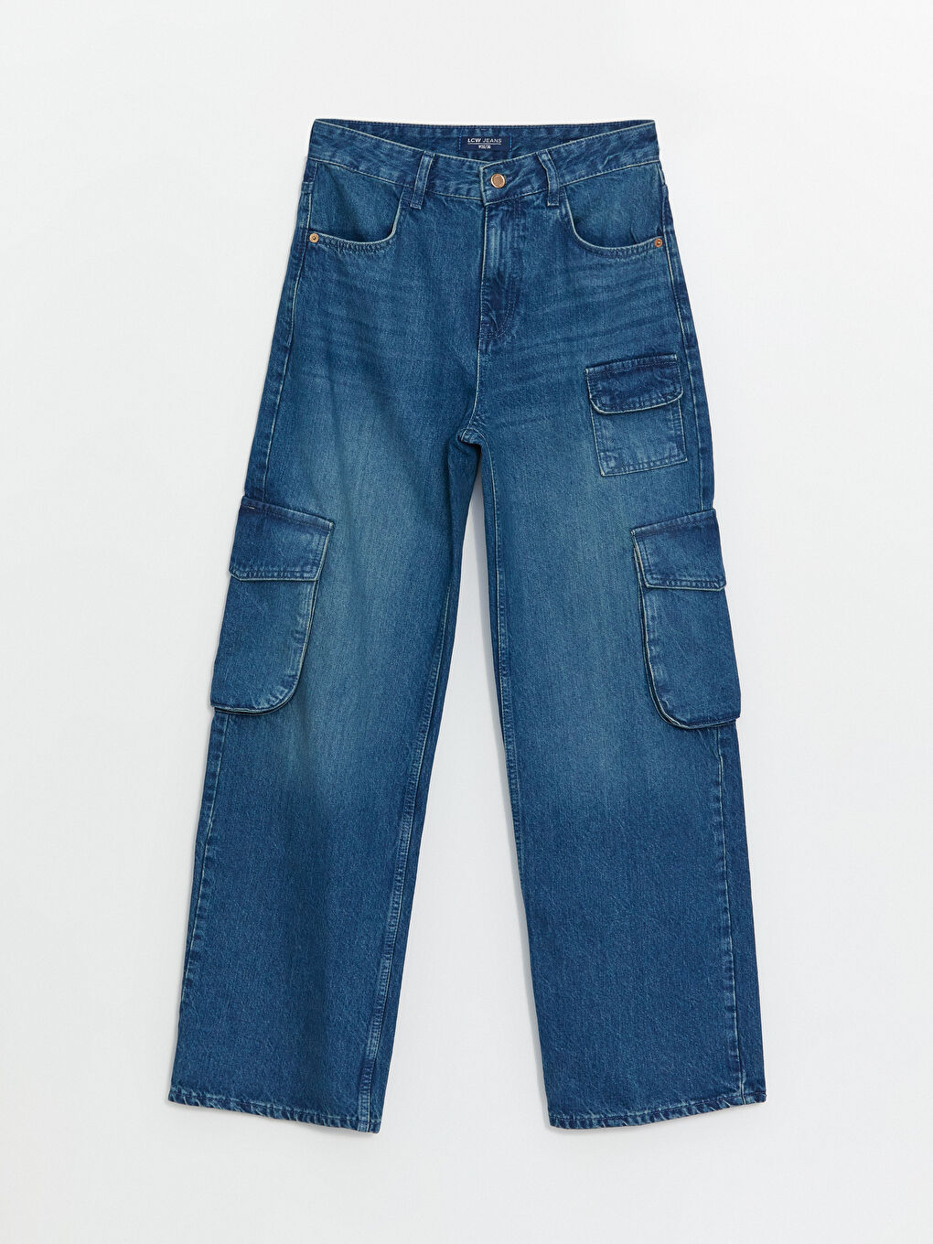 LCW Jeans Koyu Rodeo Wideleg Kadın Kargo Jean Pantolon - 5