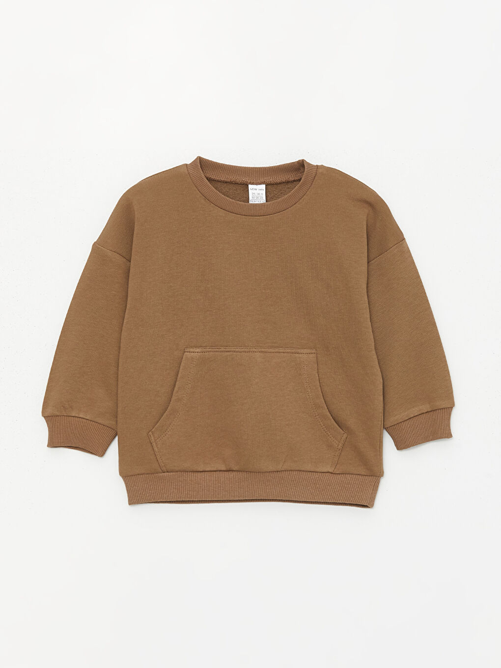 LCW baby Kahverengi Bisiklet Yaka Basic Erkek Bebek Sweatshirt